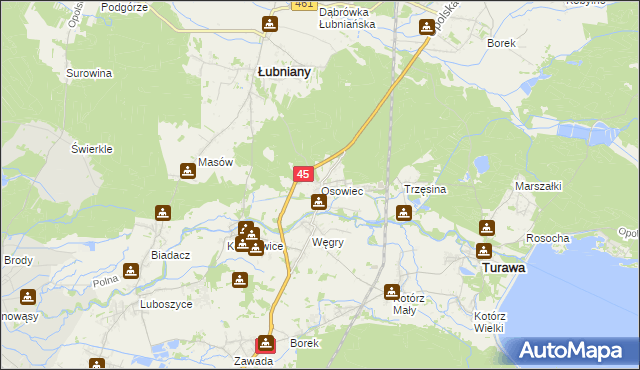 mapa Osowiec gmina Turawa, Osowiec gmina Turawa na mapie Targeo