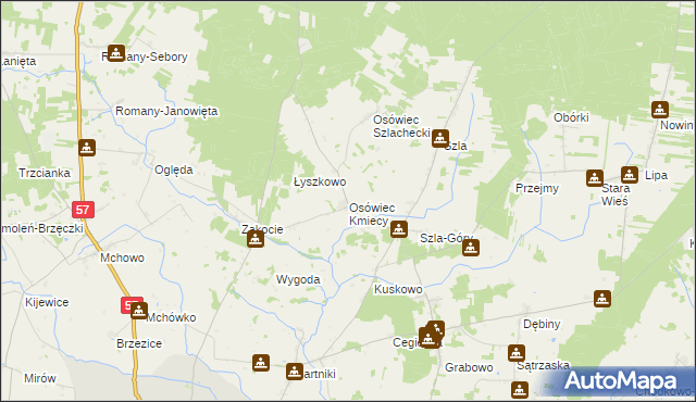 mapa Osówiec Kmiecy, Osówiec Kmiecy na mapie Targeo