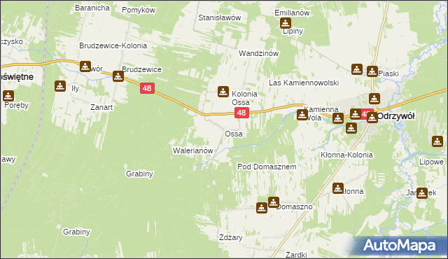 mapa Ossa gmina Odrzywół, Ossa gmina Odrzywół na mapie Targeo