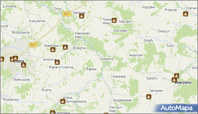 mapa Ossówno, Ossówno na mapie Targeo