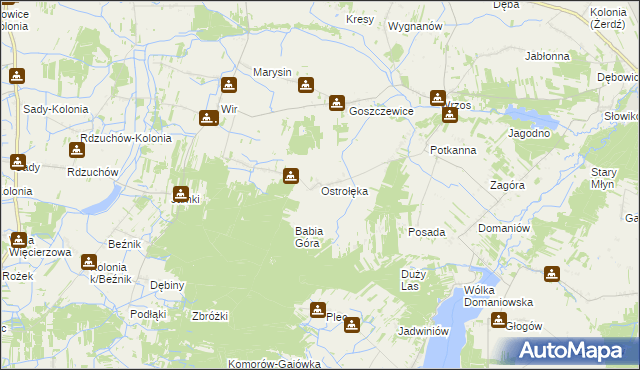 mapa Ostrołęka gmina Przytyk, Ostrołęka gmina Przytyk na mapie Targeo