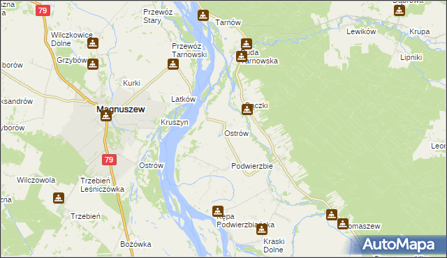 mapa Ostrów gmina Maciejowice, Ostrów gmina Maciejowice na mapie Targeo