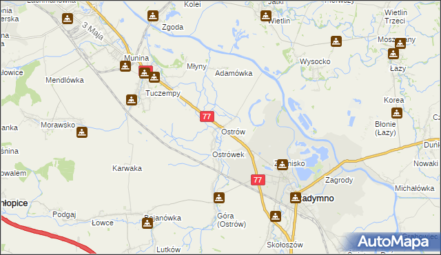 mapa Ostrów gmina Radymno, Ostrów gmina Radymno na mapie Targeo