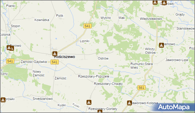 mapa Ostrów gmina Rościszewo, Ostrów gmina Rościszewo na mapie Targeo