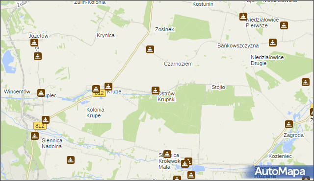 mapa Ostrów Krupski, Ostrów Krupski na mapie Targeo