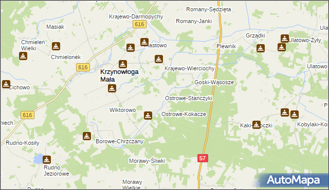 mapa Ostrowe-Stańczyki, Ostrowe-Stańczyki na mapie Targeo