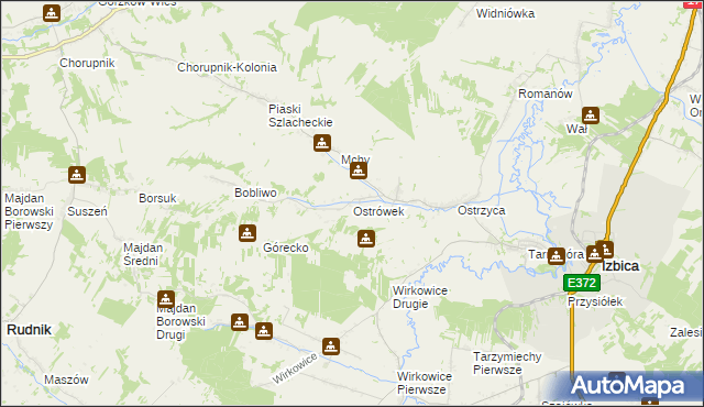 mapa Ostrówek gmina Izbica, Ostrówek gmina Izbica na mapie Targeo