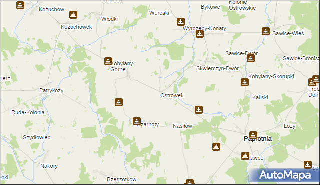 mapa Ostrówek gmina Repki, Ostrówek gmina Repki na mapie Targeo