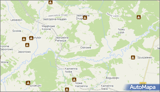 mapa Ostrowie gmina Sztabin, Ostrowie gmina Sztabin na mapie Targeo