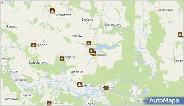 mapa Ostrowiec gmina Malechowo, Ostrowiec gmina Malechowo na mapie Targeo