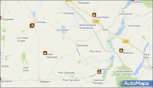 mapa Ostrowite gmina Chojnice, Ostrowite gmina Chojnice na mapie Targeo