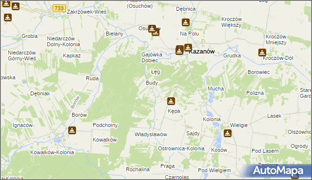 mapa Ostrówka gmina Kazanów, Ostrówka gmina Kazanów na mapie Targeo