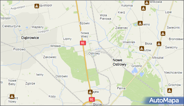 mapa Ostrowy-Cukrownia, Ostrowy-Cukrownia na mapie Targeo