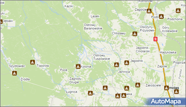 mapa Ostrowy Tuszowskie, Ostrowy Tuszowskie na mapie Targeo