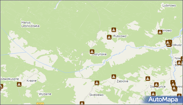 mapa Ostryńskie, Ostryńskie na mapie Targeo