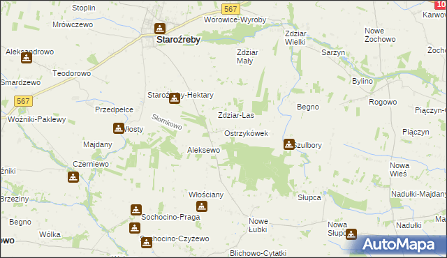 mapa Ostrzykówek, Ostrzykówek na mapie Targeo