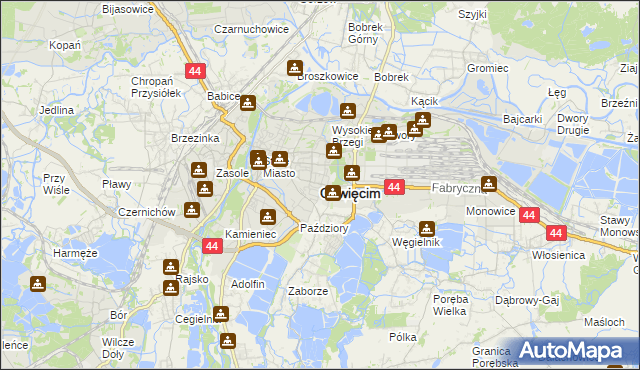 mapa Oświęcimia, Oświęcim na mapie Targeo