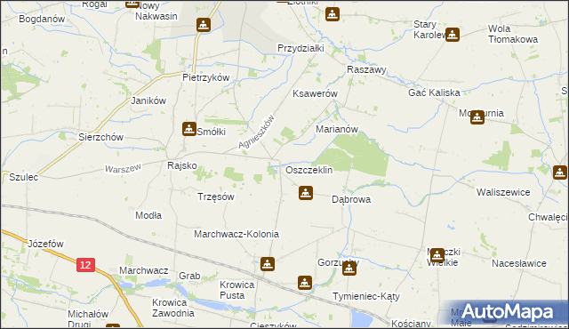 mapa Oszczeklin, Oszczeklin na mapie Targeo