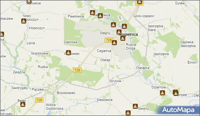 mapa Otaląż gmina Mogielnica, Otaląż gmina Mogielnica na mapie Targeo