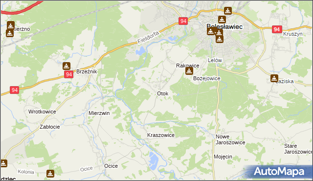 mapa Otok gmina Bolesławiec, Otok gmina Bolesławiec na mapie Targeo