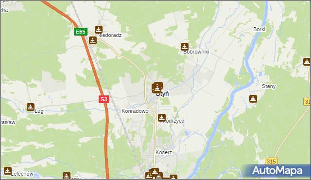 mapa Otyń, Otyń na mapie Targeo