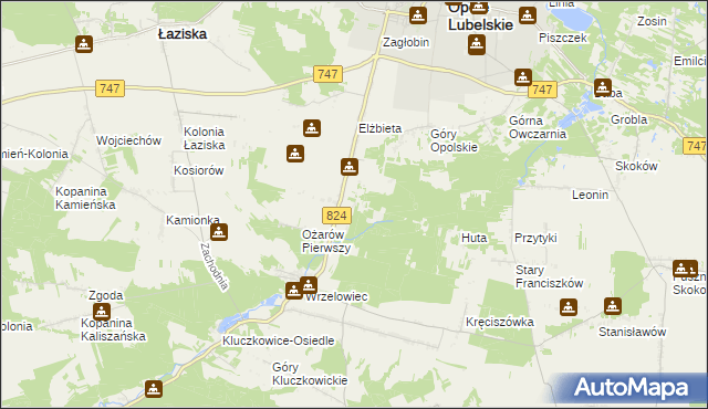 mapa Ożarów Drugi, Ożarów Drugi na mapie Targeo