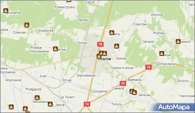 mapa Ożarów powiat opatowski, Ożarów powiat opatowski na mapie Targeo