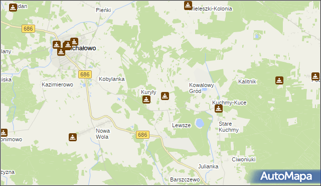 mapa Oziabły, Oziabły na mapie Targeo