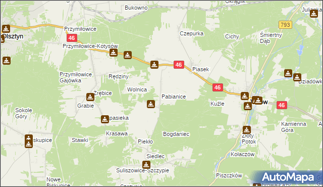 mapa Pabianice gmina Janów, Pabianice gmina Janów na mapie Targeo