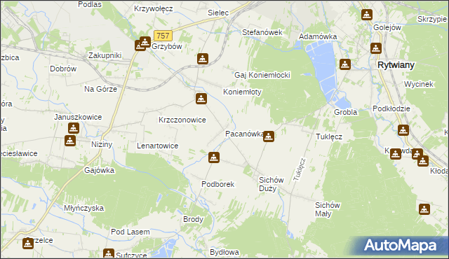 mapa Pacanówka, Pacanówka na mapie Targeo