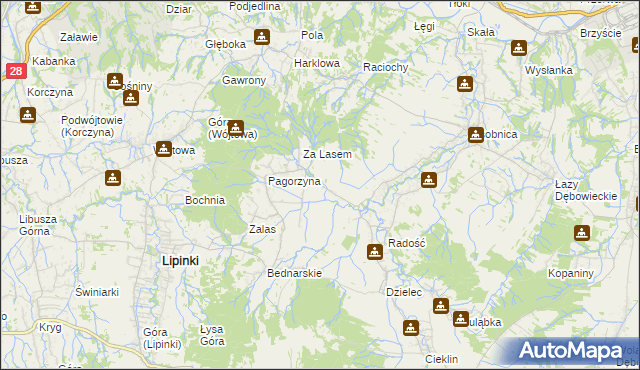 mapa Pagórek gmina Dębowiec, Pagórek gmina Dębowiec na mapie Targeo