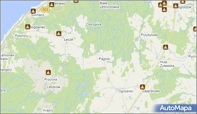 mapa Pagórki gmina Tolkmicko, Pagórki gmina Tolkmicko na mapie Targeo