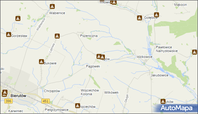 mapa Pągów gmina Wilków, Pągów gmina Wilków na mapie Targeo