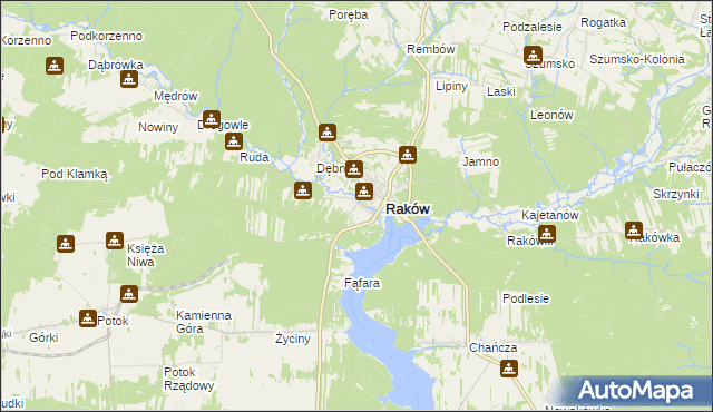 mapa Pągowiec gmina Raków, Pągowiec gmina Raków na mapie Targeo