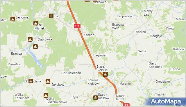 mapa Pągowiec gmina Stara Błotnica, Pągowiec gmina Stara Błotnica na mapie Targeo