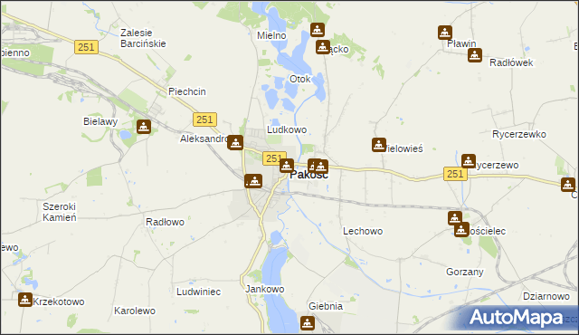 mapa Pakość powiat inowrocławski, Pakość powiat inowrocławski na mapie Targeo