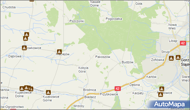 mapa Pakoszów, Pakoszów na mapie Targeo