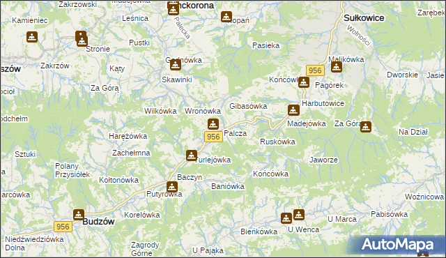 mapa Palcza, Palcza na mapie Targeo