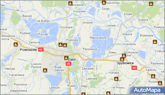 mapa Palczowice, Palczowice na mapie Targeo