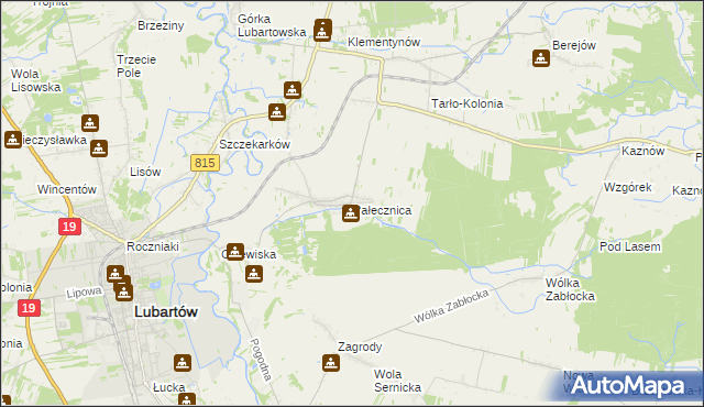 mapa Pałecznica gmina Niedźwiada, Pałecznica gmina Niedźwiada na mapie Targeo