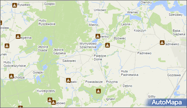 mapa Palędzie Dolne, Palędzie Dolne na mapie Targeo