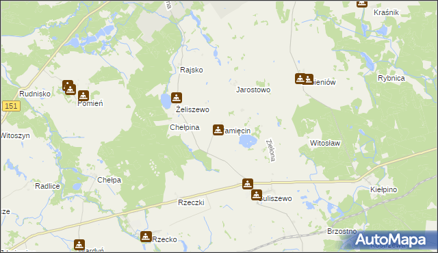 mapa Pamięcin gmina Recz, Pamięcin gmina Recz na mapie Targeo