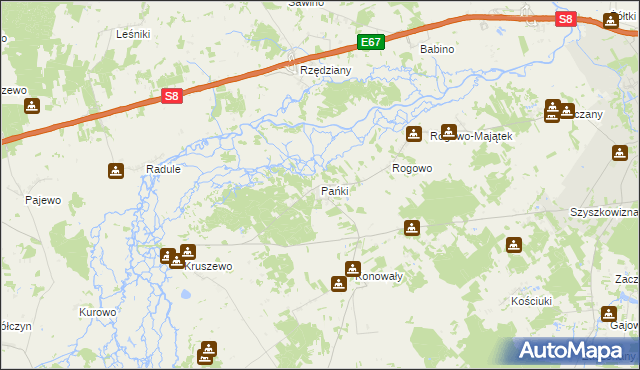 mapa Pańki gmina Choroszcz, Pańki gmina Choroszcz na mapie Targeo