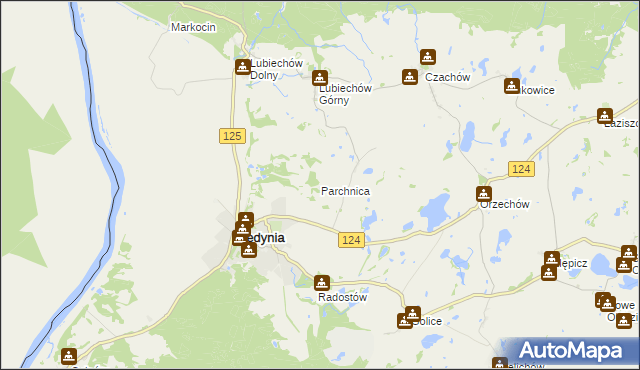 mapa Parchnica, Parchnica na mapie Targeo