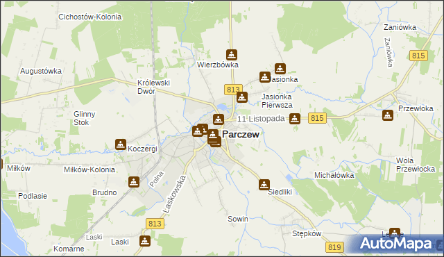 mapa Parczew, Parczew na mapie Targeo