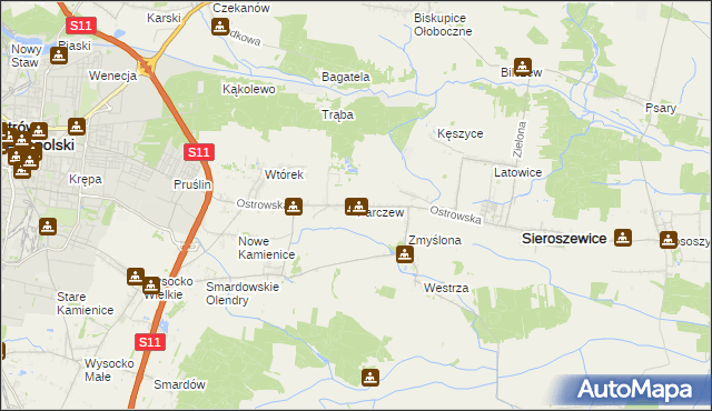 mapa Parczew gmina Sieroszewice, Parczew gmina Sieroszewice na mapie Targeo