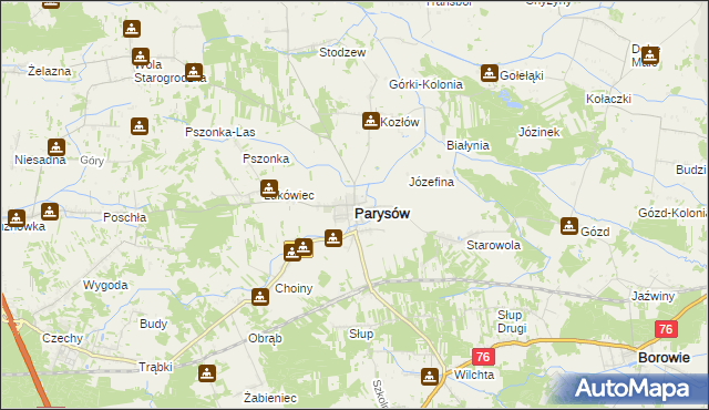mapa Parysów, Parysów na mapie Targeo