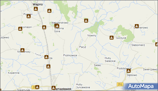 mapa Paryż gmina Żnin, Paryż gmina Żnin na mapie Targeo