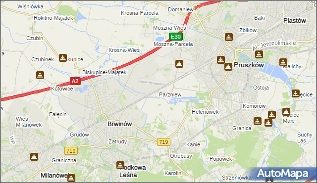 mapa Parzniew, Parzniew na mapie Targeo