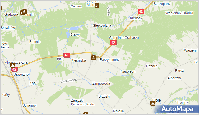 mapa Parzymiechy, Parzymiechy na mapie Targeo